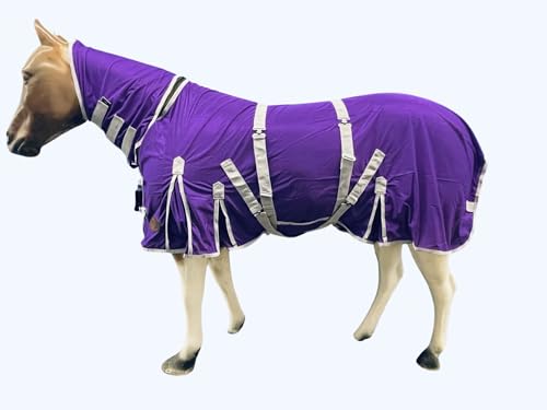 Image of Heavy Duty Horse Fly Sheet with Neck and Detachable Belly Band | Summer Sheet (74, Purple)