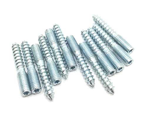 Image of Hanger Bolt M8x50 Silvery Double Headed Bolt Self-Tapping Screw for Furniture 12Pcs