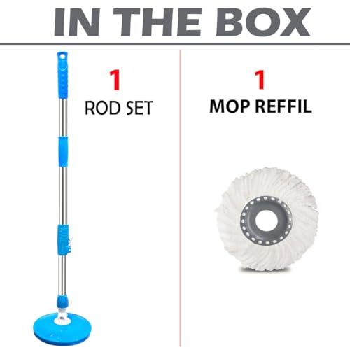 Image of Smart New Spin Mop Stick Rod Only Mop with Stick | Spinning Mop Stick with Stainless Steel Handle & 1 Microfiber Refills | Adjustable Heavy Duty Mop Rod for Floor Cleaning (Blue)