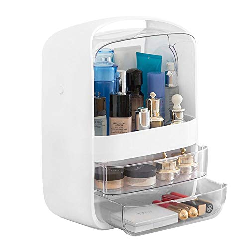 B BAIJIAWEI Dust-Proof Makeup Organizer - Cosmetic Jewelry Storage Display Boxes with Drawers,Handle,Waterproof Lid - Makeup Storage for Bathroom,Bedroom,Dressing Room