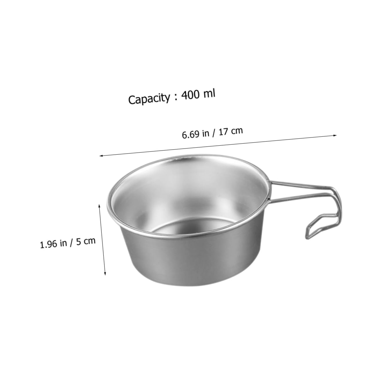 BRIGHTFUFU Portable Stainless Steel Bowl Outdoor Dinnerware Handle Metal Bowl for Rice Soup and Noodles