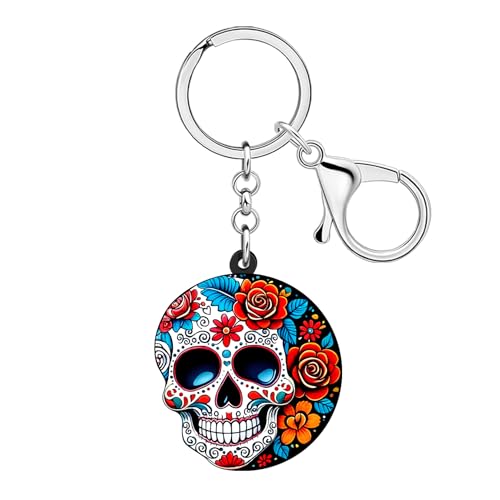 Porte-clés crâne de fleur acrylique Halloween accessoires WEVENI