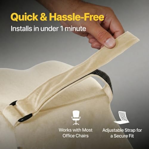 Image of Relaxer Office Chair Neck Rest | Ergonomic Cervical Neck Support Cushion for Office, Gaming & Study Chair | Relieves Neck Pain, Shoulder Tension & Desk Fatigue | Adjustable Strap (Beige)