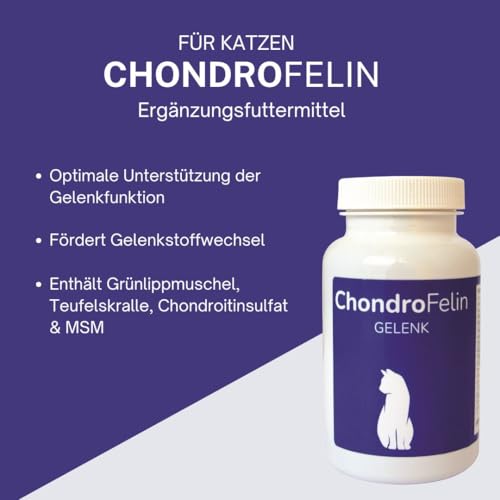 ChondroFelin Gelenkunterstützungs-Kautabletten für Katzen: Mit Grünlippmuschel, Teufelskralle, Chondroitinsulfat & MSM, 180 Stück