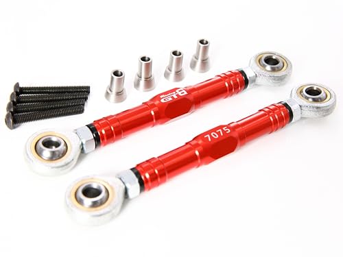 GTBRacing CNC Aluminum 7075 T6 Steering Linkage Turnbuckle Pull Rod Set for 1/5 RC Car HPI km rv Baja 5b ss 5sc Upgrade Part (Red)