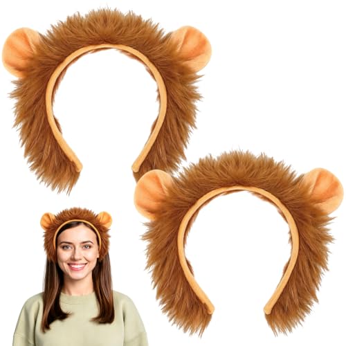 Mototo 2PCS Lion Ears Headband for Adult Kids Brown Animal Costume Headband