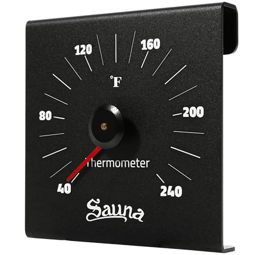 LUMERAM Aluminum Sauna Thermometer - 100% Anodized Aluminum, Large Numbers, Durable and Long Lasting, Easy to Install Sauna Thermometer Fahrenheit