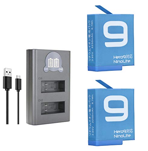 NinoLite �o�b�e���[�Q�� + USB�^�f���A���o�b�e���[�`���[�W���[ �v�R�_�Z�b�g �f�������� HERO�X �u���b�N �J�����Ή� �S�[�v�� ADDBD-001/ADDBD-001-AS/ADBAT-001�Ή�