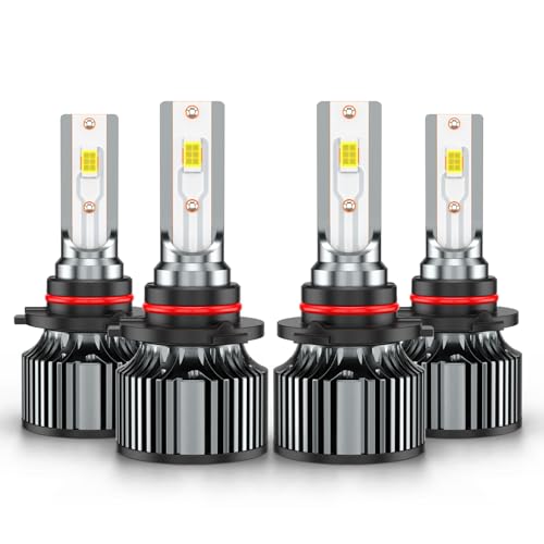 Compatible for Honda Civic Sedan High Low Beams Bulbs 2004 2005 2006 2007 2008 2009 2010 2011 2012 2013 2014 2015 White Powersports Lights With Cooling Fan Plug-n-Play for Off-Road Use Pack of 4