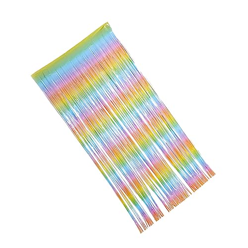 Cabilock 1pc Colorful Gradient Silk Curtain Decorative Party Backdrop Photo Prop Creative Macaron Tinsel Fringe for Birthday Wedding Decorations Shiny and Design