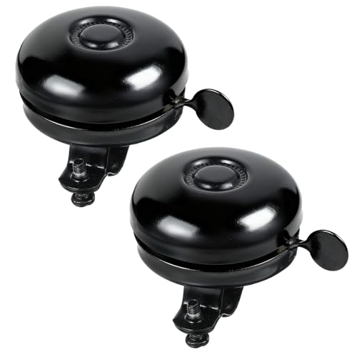 2 Pack Bike Bells Bicycle Bell for Adult Bikes Cycling Horns Classic Black Bike Bell Loud Ringing Sound Bicycle Bells Easy to Install Cycling Accessories for Mountain Road and Commuter Safety Black
