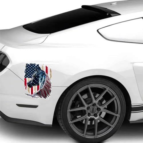 Image of Patriotic Horse US Flag Vinyl Decal 11.6 inchx8.9 inch for Car Truck SUV (Pack of 3)
