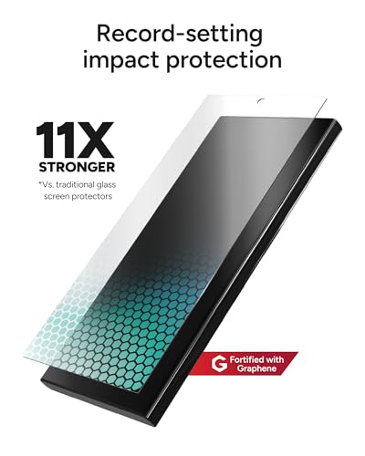 Image of ZAGG Glass XTR4 Samsung Galaxy S25 Ultra Screen Protector - Tempered Glass, 11X Stronger with Graphene, Blue Light Filtering, Anti-Reflective Technology, InvisibleShield, Easy Dust-Free Installation