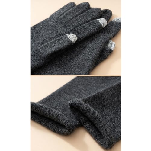 Guantes de cachemira elegantes de punto grueso para invierno térmicos 7