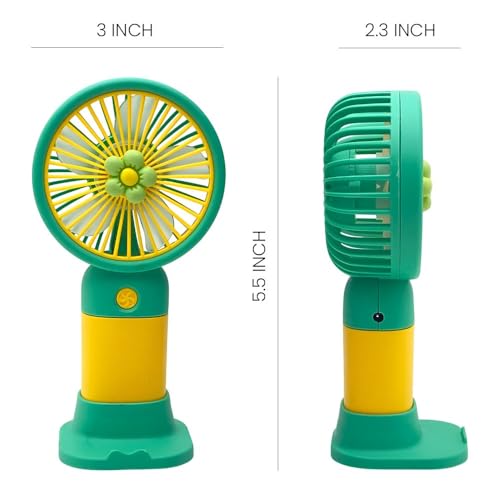 Image of Felinar Portable Mini Hand Fan Rechargeable Mini Hand Fan | Portable Handheld, Desk Fan | USB Powered, Quiet & Personal Cooling Fan for Men & Women (Green)