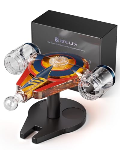 Kollea Galaxy Blue Spaceship Whiskey Decanter Sets for Men, Spacecraft