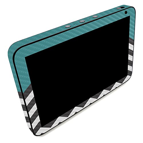 Image of MightySkins Carbon Fiber Skin Compatible with Amazon Echo Show 8 (Gen 2) - Teal Chevron | Protective, Durable Textured Carbon Fiber Finish | Easy to Apply | Made in The USA