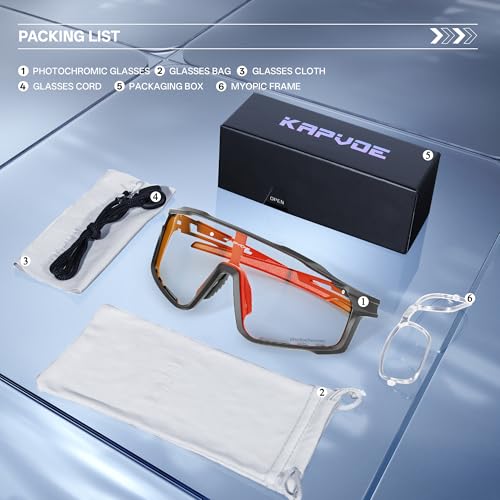 Kapvoe Fotocromatici Occhiali Da Ciclismo Con TR90 Occhiali Da Sole Sportivi Donne Uomini Che Corrono Chiaro Mtb Bicicletta Accessori Rosso Nero 01 - 6