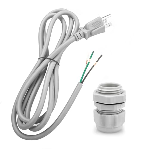 6Ft 3 Prong Power Cord Kit for RadonAway Radon Fans and Spruce Dryer Boost Fans, 18 Gauge Power Cord Also for Small Power Tools
