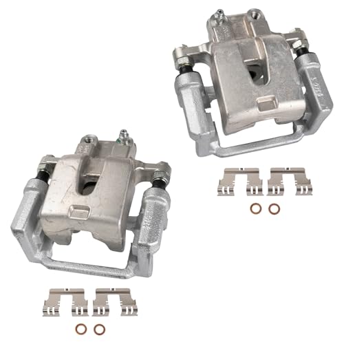 Image of TRQ Rear Driver and Passenger Side Brake Caliper Set Caliper Brackets Hardware Compatible with 05-09 Chrysler 300 Touring RWD 13-18 300 V6 3.6L RWD 09-11 Dodge Challenger SE