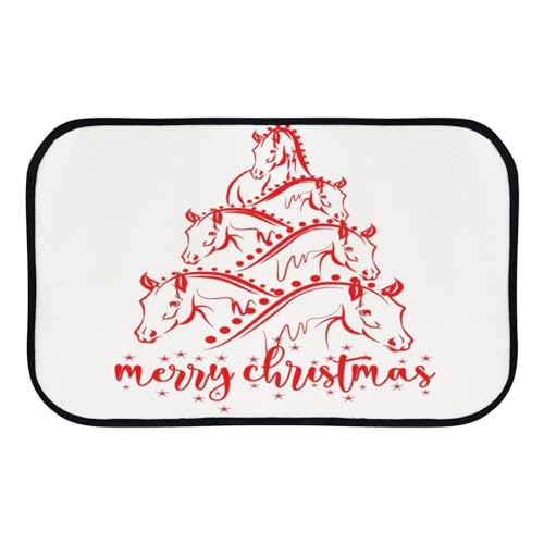 Nuansexi Bathroom Rugs Christmas Design Red Floor Mats Non Slip Bathmat Doormat Tub Mat Coral Velvet Absorbent Entrance Carpet Mats Machine Washable Bedroom Decor