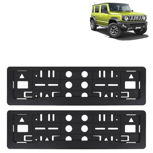 Image of KINGSWAY Jimny Car Number Plate Frames for All 2023 Onwards Models of Maruti Suzuki Car Registration Plate Holders, Black Licence Plate Covers (Front and Rear), Universal Size 51.5 x 14.5 cm