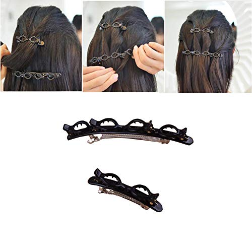 2PCS Hair Clips Hairpin Headwear Styling Tools Double Layer Twist Plait Tools Hairstyle Hair Twister Clip Multi-Layer Hollow Woven Double Bangs for Knitting Hair