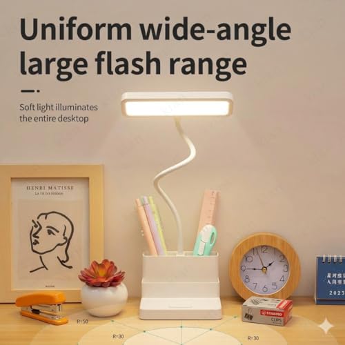 Image of Kian LED Desk Lamp with Pen & Phone Holder - USB Charging Study Lamp with Touch Sensor, Adjustable Brightness, Eye Protection & Foldable for Students, Reading & Office(Pack of 1) (Lamp 2)
