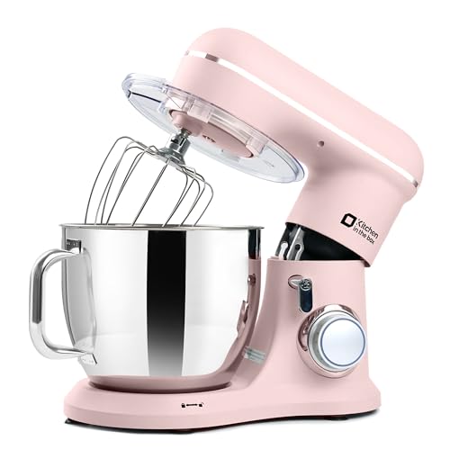 Image of Kitchen in the box 7QT 900W 10-Speed Stand Mixer, Tilt-Head Kitchen Electric Mixer with Dough Hook, Whisk & Flat Beater(Rose pink)