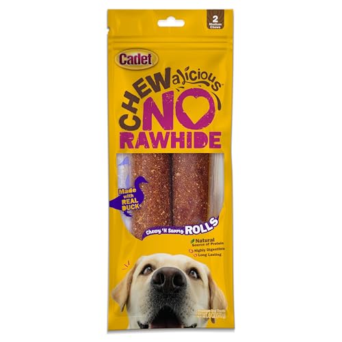 Cadet Chewalicious Chewy 'N Savory Rolls with Real Duck, Rawhide-Free Healthy Dog Chews, Limited-Ingredient Dog Treats & Long-Lasting Chew Treats for Dogs, Duck Flavor, 2 Pack