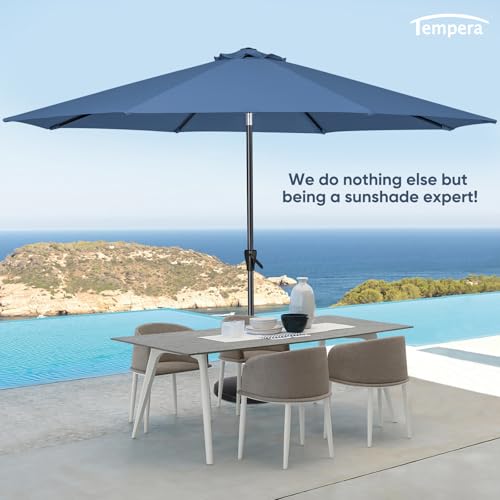 Image of Tempera Patio Market Outdoor Table Umbrella with Auto Tilt and Crank, Large Sun Umbrella with Sturdy Pole & Fade Resistant Canopy, Easy to Set