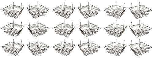 Econoco Multi Fit Black Small Wire Basket for Slatwall, Grid of Pegboard, Commercial