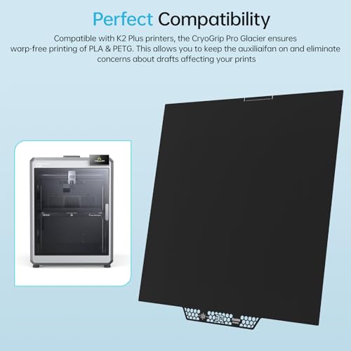 Image of BIQU CryoGrip Pro Glacier Build Plate for Creality K2 Plus 3D Printer | 370x370mm, Low Temperature Printing, Double-Sided Spring Steel Sheet, 1 Piece