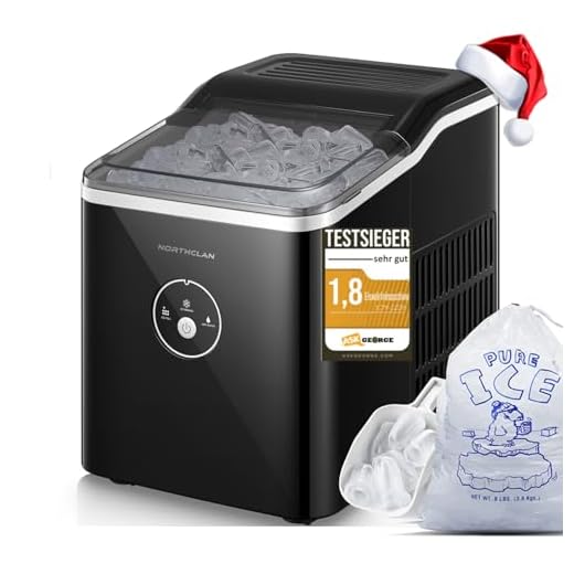 Ice Cube Machine Test Winner 2024, 14 kg 24 Hours, 9 Ice Cubes in 6-8 Minutes, Low Noise Operation, 120 W Ice Maker with Shovel and Basket, Ice Cube Maker for Home, Office