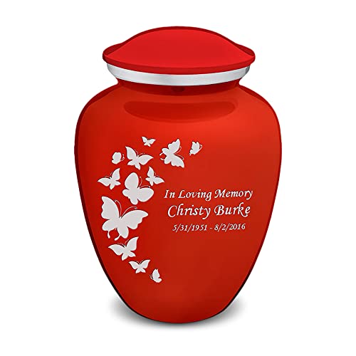 Image of Geturns - Adult Personalized Butterfly Cremation Urns for Human Ashes I Large Bright Red Funeral Urn for Men and Women I 200 lbs