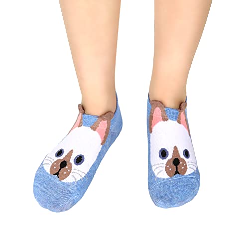 Suluia Funny Cat No Show Socks Womens Cute Animal Smiley Face Patterned Printed Non Slip Half Socks Colorful Wacky Cartoon Anime Pet Low Cut Liner Athletic Bulk Pastel Socks Gifts For Teen Girls #TOP6