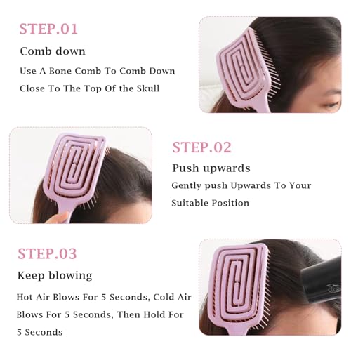 Luoqun88 Pack of 2 Detangle Hair Brush,Curved Vent Brush & Hair Detangler, Easy Detangling Vented Hairs Styling Comb Salon for Long Thick Curly Straight Dry Wet Hair,Styling Hairs Brush (Pink+Purple) - Image 5