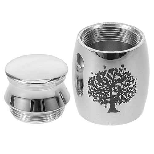 Veemoon Urna Conmemorativa Pequeña para Mascotas de Acero Inoxidable, Caja para Cenizas de Gato y Perro, Diseño Árbol Vida Pájaro, Tamaño 25mm X 16mm, Adecuado para Recuerdo y Memorial