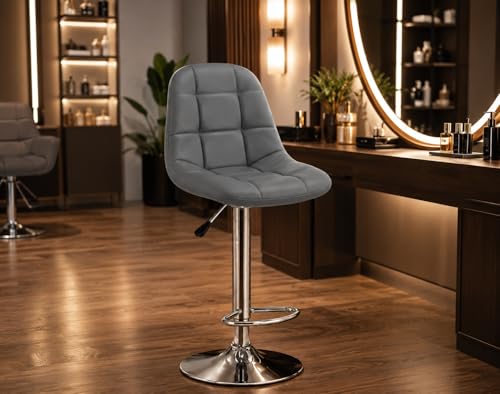 Image of Modern Egg Shape Bar Stool with 360 Swivel | Height Adjustable Bar Chair | Counter Stool & High Chairs | Comfortable for Home, Office, Restaurant Bar, Cafe & Cash Counter - (Grey)