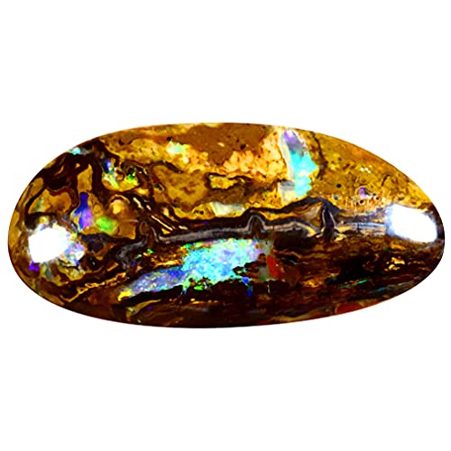Pierre précieuse opale boulder multicolore de 3,82 carats, forme fantaisie 20 x 10 mm