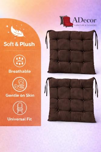 Image of A Decor Soft Cotton Chair Cushion Pad 40x40x4 cm| Comfortable Pad for Dining, Office & Study Chairs Pack of 1| (Dark Brown)