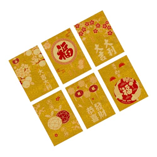 6 Pieces Traditional New Year Money Packets 2025 Snake Themed Redness Envelopes Chinese Spring Festival Hongbao Collectible Hong