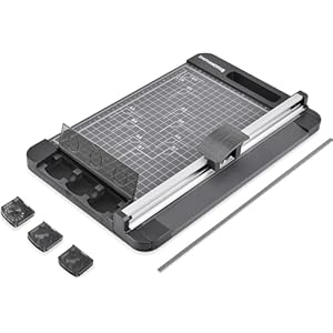 Rotary Paper Cutter, 3-in-1 Paper Trimmer, 12 Inch Cutting Length with Straight Cut/Perforating Cut/Wavy Cut, Enclosed Blades for Safe Use, Ideal for Cardstock/Paper Craft Projects