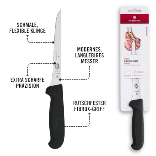 Victorinox Fibrox, Coltello per disossare, Coltello da Cucina stretto per Carne e Pollame, 15 cm, Lama Dritta, Stretta, Flessibile, Affilata, Acciaio Inossidabile, Nero - immagine 6