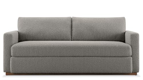 CHERS 76.8' Upholstered Bench Seat Sofa, Wood Base Lounge Sofa with Track Arms, Cushion Back Fabric...