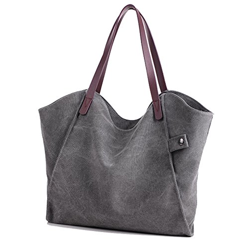 Mfeo Bolsa feminina de lona de grande capacidade, bolsa de ombro estilo sacola, bolsa de trabalho, b