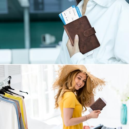 Image of Eoehro Passport Holder for Travel Essentials, Passport Wallet Cover Case for Travel Must Haves Accessories,Passport Book Holders for Women and Men(coffee)