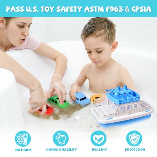 Fun Little Toys F-632 Toy Boat Bath Toys For Toddlers With 4 Mini Car Toys thumb #2