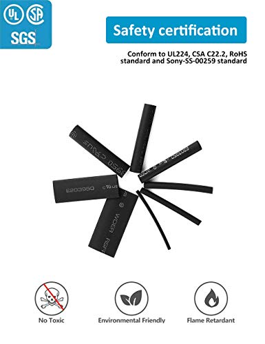Innhom HS-650B 650Pcs Heat Shrink Tubing Black Innhom Heat Shrink Tube Wire Shrink Wrap Ul Approved Ratio 2:1 Electrical Cable Wire Kit Set Long Lasting Insulation Protection thumb #1