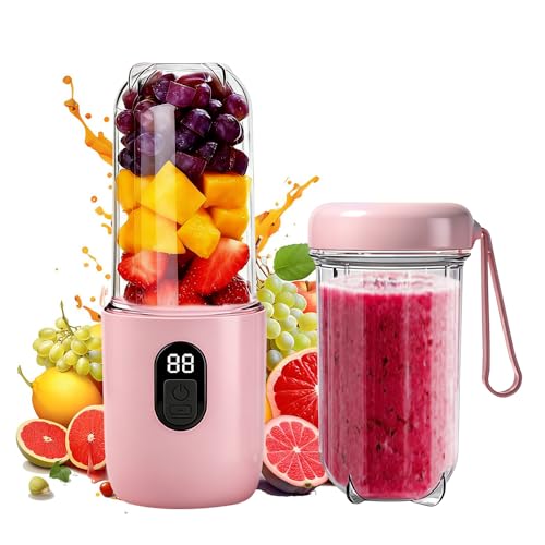 Udbrud 500ML Blender Portable, Mixeur Blender avec Couvercle De Voyage, Smoothie Mixer avec 16 Lames Mixer Shaker Electrique pour la Préparation De...
